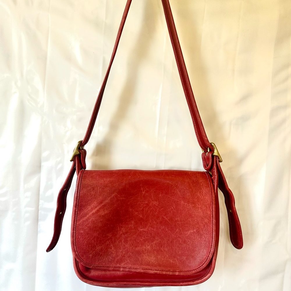 Vintage Coach Leather Shoulder Bag Red Large Purse Crossbody Patricia Legacy